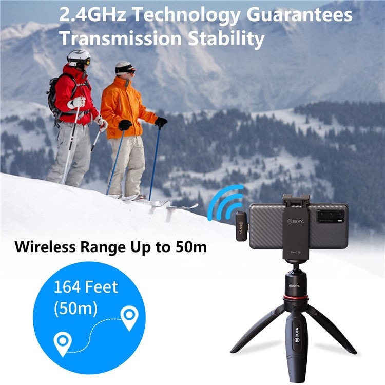BOYA BY-WM3T2-U2 Wireless Lavalier Mic 2 Transmitter + Receiver for Youtube Vlog Live Streaming Omni-Directional Microphone