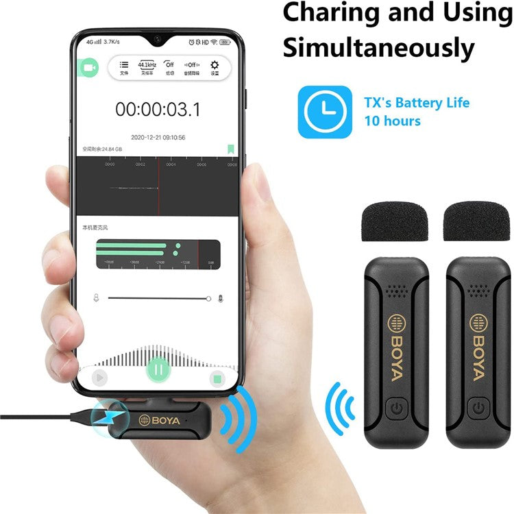 BOYA BY-WM3T2-U2 Wireless Lavalier Mic 2 Transmitter + Receiver for Youtube Vlog Live Streaming Omni-Directional Microphone