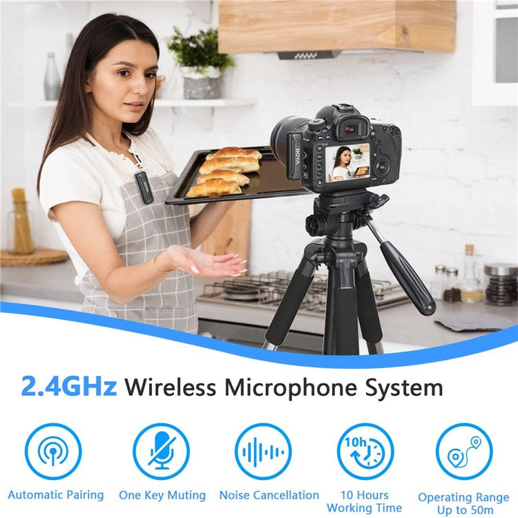 BOYA BY-WM3T2-M1 Mini Clip-On Microphone for Camera Noise Reduction Plug-and-Play Wireless Lavalier Mic with 3.5mm TRS Connector