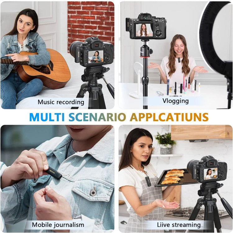 BOYA BY-WM3T2-M1 Mini Clip-On Microphone for Camera Noise Reduction Plug-and-Play Wireless Lavalier Mic with 3.5mm TRS Connector
