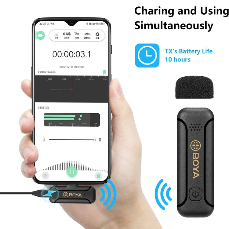 BOYA BY-WM3T2-U1 Wireless Lavalier Microphone Portable Audio Video Recording Mic for Live Broadcast
