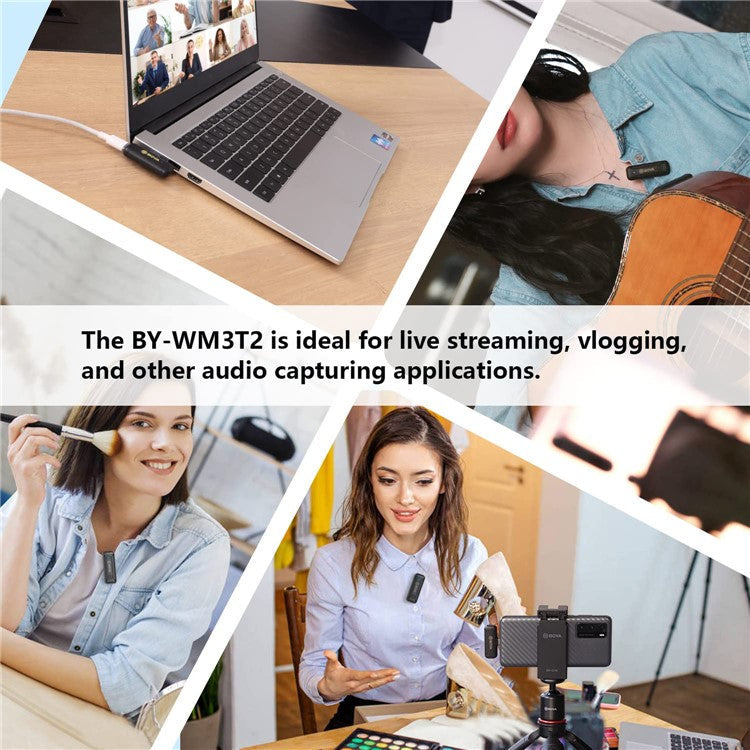 BOYA BY-WM3T2-U1 Wireless Lavalier Microphone Portable Audio Video Recording Mic for Live Broadcast