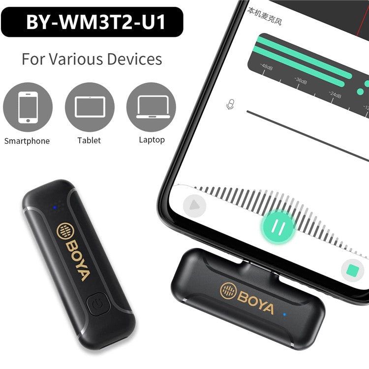 BOYA BY-WM3T2-U1 Wireless Lavalier Microphone Portable Audio Video Recording Mic for Live Broadcast