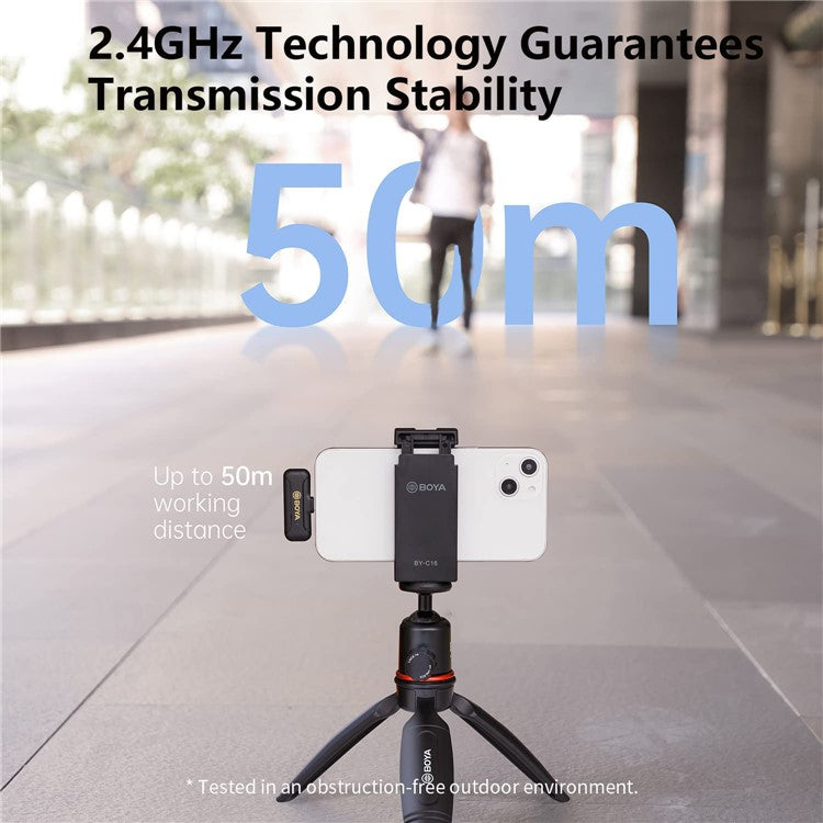 BOYA BY-WM3T2-D1 Wireless Lavalier Lapel Microphone 2.4GHz Dual Channel Mic with 1 Transmitter + 1 Receiver for Video Recording