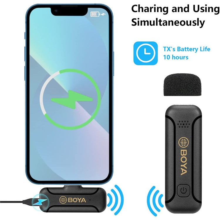 BOYA BY-WM3T2-D1 Wireless Lavalier Lapel Microphone 2.4GHz Dual Channel Mic with 1 Transmitter + 1 Receiver for Video Recording