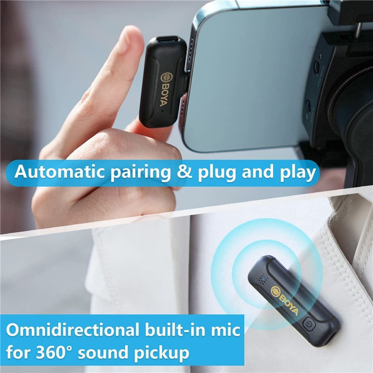 BOYA BY-WM3T2-D2 Wireless Lavalier Microphone System Plug and Play Mic with 2 Transmitters + 1 Receiver for Livestreaming Podcasting
