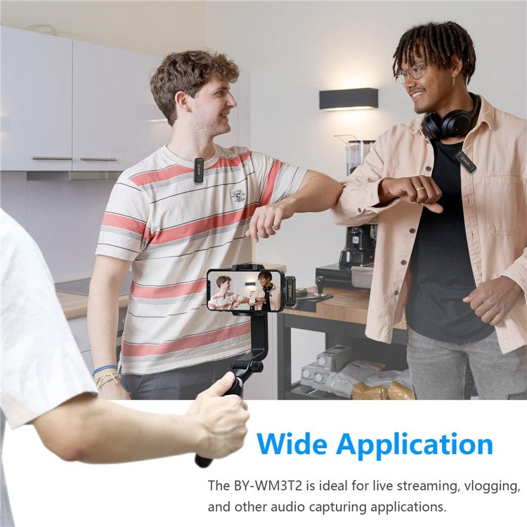 BOYA BY-WM3T2-D2 Wireless Lavalier Microphone System Plug and Play Mic with 2 Transmitters + 1 Receiver for Livestreaming Podcasting