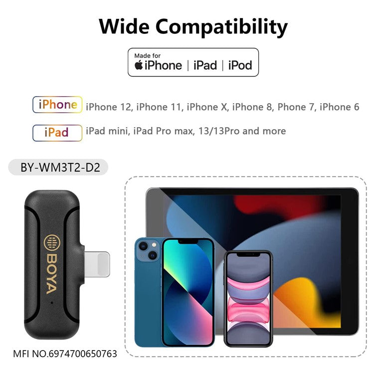 BOYA BY-WM3T2-D2 Wireless Lavalier Microphone System Plug and Play Mic with 2 Transmitters + 1 Receiver for Livestreaming Podcasting