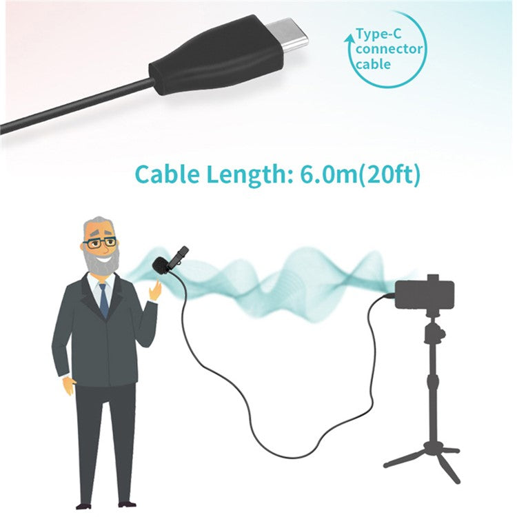 BOYA BY-DM10 UC Omni-Directional Lavalier Microphone for Type-C Smartphone Tablet USB Laptop Clip-On Portable Mic