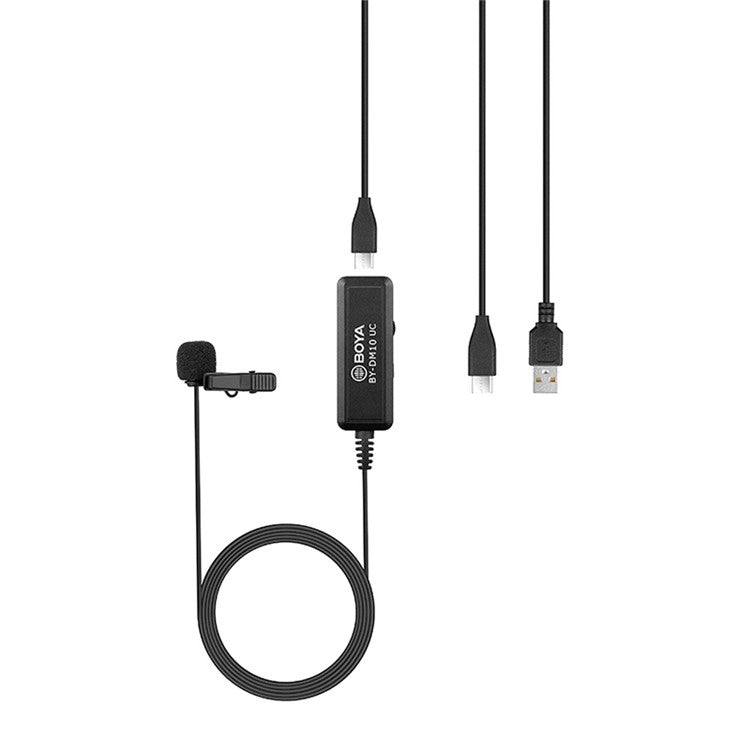 BOYA BY-DM10 UC Omni-Directional Lavalier Microphone for Type-C Smartphone Tablet USB Laptop Clip-On Portable Mic