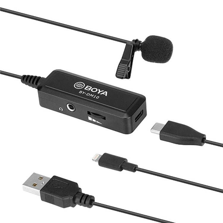 BOYA BY-DM10 Digital Omnidirectional Clip-on Lavalier Lapel Microphone for Live Streaming Vlogging