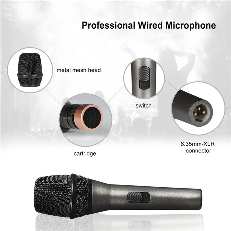 GL-8.0S Wired Microphone Cardioid Dynamic Handheld Mic for Stage Performance KTV - Black
