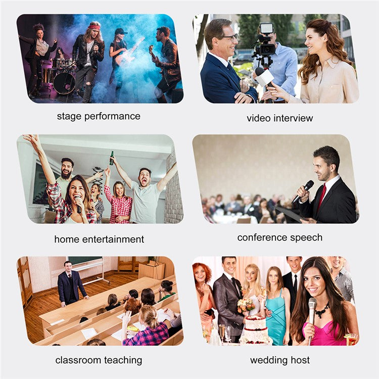 CD-02 Dual UHF Microphone System Handheld Dynamic Mic Support Magnetic Induction Charging - EU Plug