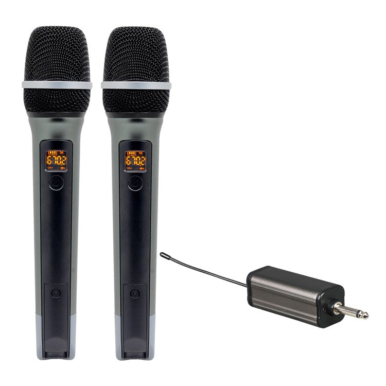 W-17 Dynamic Wireless Microphone 1 to 2 All-Metal UHF FM Handheld Microphone for Conference, Stage