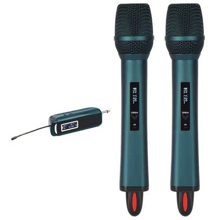 TX-12 Stage Singing Wireless Microphone Outdoor Home Live Streaming Rechargeable Mic, 2 Mic + 1 Receiver - Blue