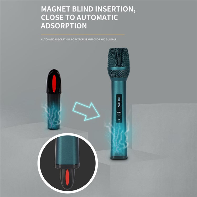 TX-12 Stage Singing Wireless Microphone Outdoor Home Live Streaming Rechargeable Mic, 2 Mic + 1 Receiver - Blue