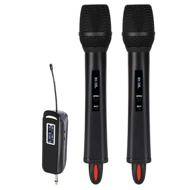 TX-12 Stage Singing Wireless Microphone Outdoor Home Live Streaming Rechargeable Mic, 2 Mic + 1 Receiver - Black