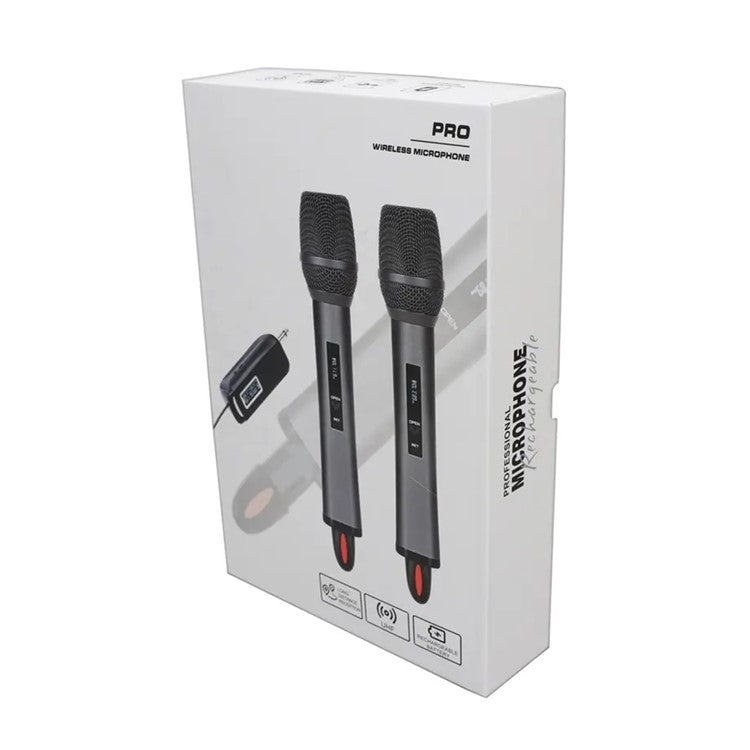 TX-12 Stage Singing Wireless Microphone Outdoor Home Live Streaming Rechargeable Mic, 2 Mic + 1 Receiver - Black