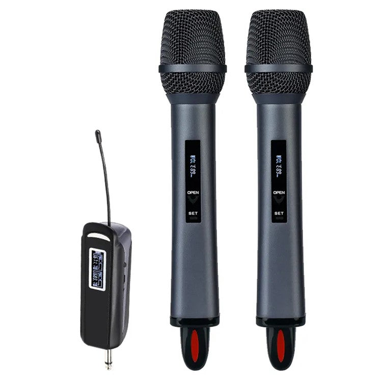 TX-12 Stage Singing Wireless Microphone Outdoor Home Live Streaming Rechargeable Mic, 2 Mic + 1 Receiver - Grey