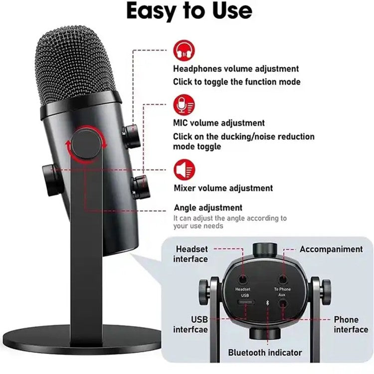 JMARY MC-PW10 Professional 4 Sound Modes USB Desktop Condenser Microphone