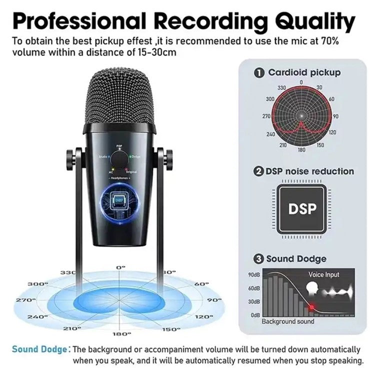 JMARY MC-PW10 Professional 4 Sound Modes USB Desktop Condenser Microphone