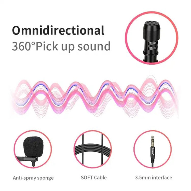 JMARY MC-R1 3.5mm Mini Microphone Phone Laptop Recording Interview Lavalier Mic