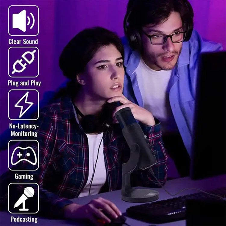 JMARY MC-PW9 Microphone USB Cable Mic Plug and Play RGB Light Voice Recording Tool