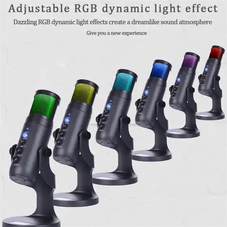 JMARY MC-PW9 Microphone USB Cable Mic Plug and Play RGB Light Voice Recording Tool