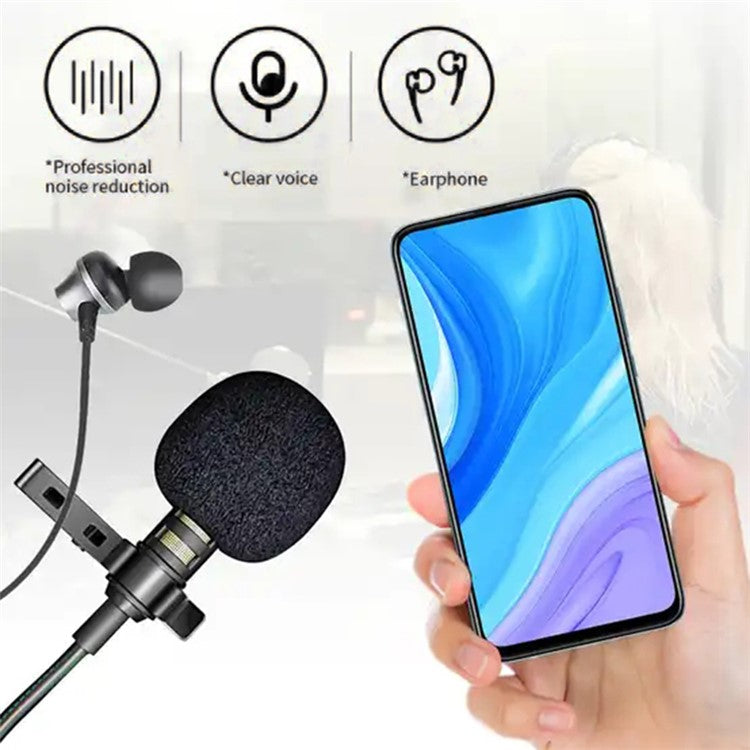 JMARY MC-R6 3m Type-C Wired Lavalier Microphone Live Streaming Mic with In-ear Earphone