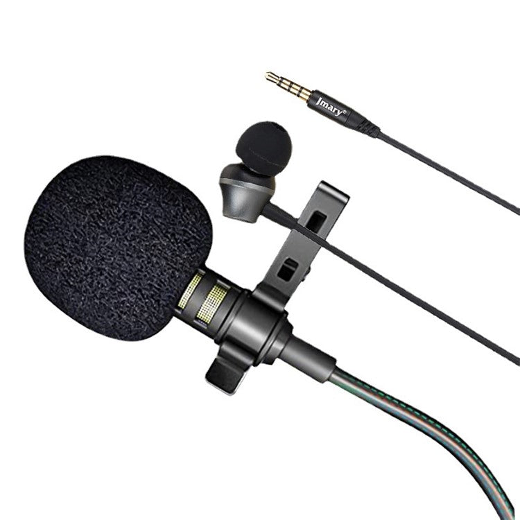 JMARY MC-R5 3m 3.5mm Wired Lavalier Microphone with Sound Monitoring Earphone