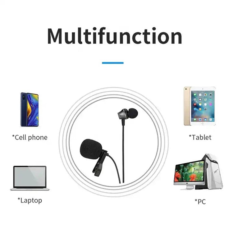 JMARY MC-R5 3m 3.5mm Wired Lavalier Microphone with Sound Monitoring Earphone