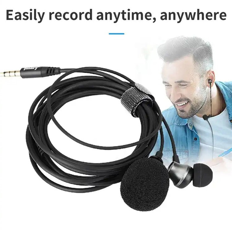 JMARY MC-R5 3m 3.5mm Wired Lavalier Microphone with Sound Monitoring Earphone