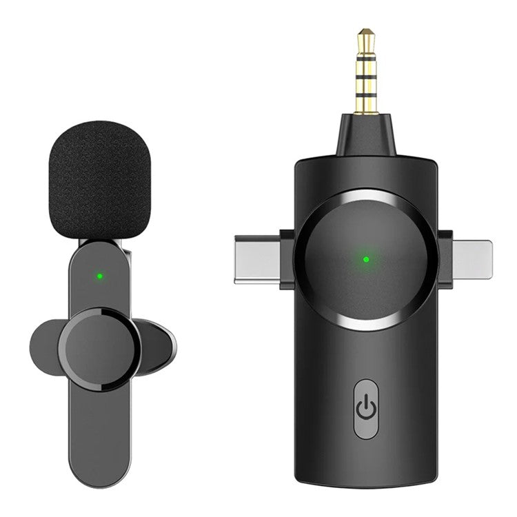 AP031 Noise Reduction 3-In-1 Wireless Microphone with Receiver for iPhone, Type-C, Camera