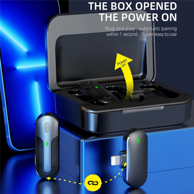 M8 For iPhone Wireless Noise Canceling Microphone Lavalier Mic (2 Microphones+1 Receiver)