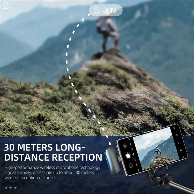 M8 For iPhone Wireless Noise Canceling Microphone Lavalier Mic (2 Microphones+1 Receiver)