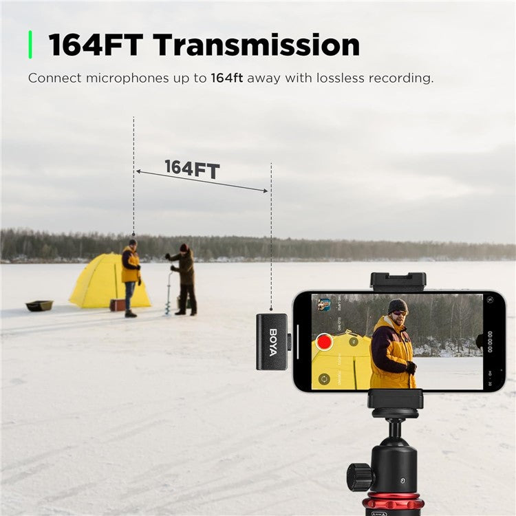 BOYA Omic-D 2 Transmitter + 1 8-Pin Receiver, Button Shape 2.4G Wireless Microphone Lapel Clip Mics - Black