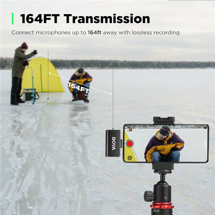 BOYA Omic-U 2 Transmitter + 1 USB-C Receiver, Button Shape Wireless Lavalier Microphone - Black