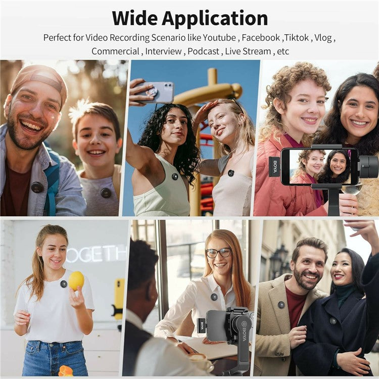 BOYA Omic-U 2 Transmitter + 1 USB-C Receiver, Button Shape Wireless Lavalier Microphone - Black