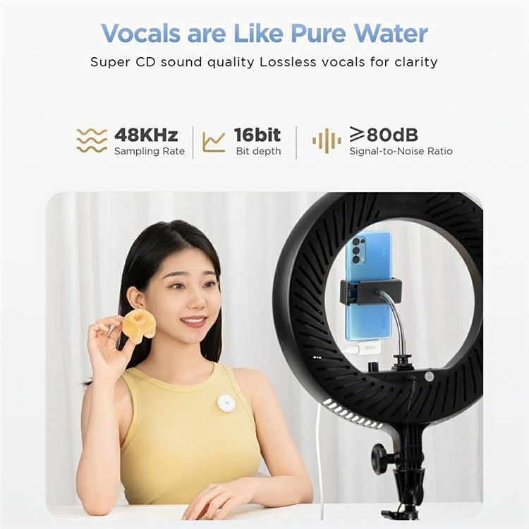 BOYA Omic-U 2 Transmitter + 1 USB-C Receiver, Button Shape Wireless Lavalier Microphone - White