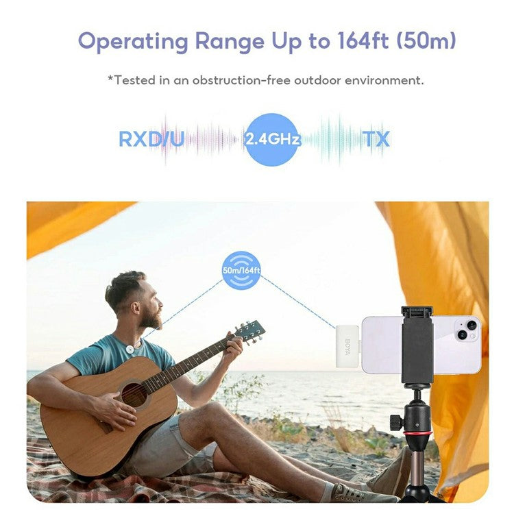 BOYA Omic-U 2 Transmitter + 1 USB-C Receiver, Button Shape Wireless Lavalier Microphone - White