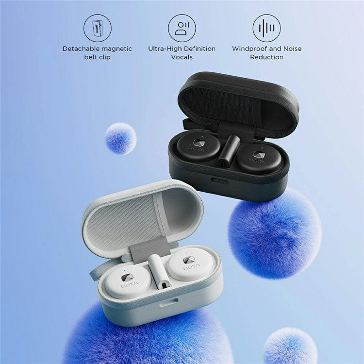 BOYA Omic-U 2 Transmitter + 1 USB-C Receiver, Button Shape Wireless Lavalier Microphone - White