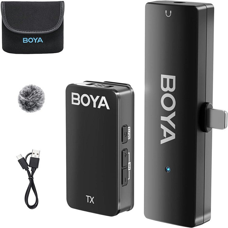 BOYA WMic5-M3 For iPhone / iPad 2.4G Wireless Microphone Lapel Clip Mic, 1 Transmitter + 1 8-Pin Receiver