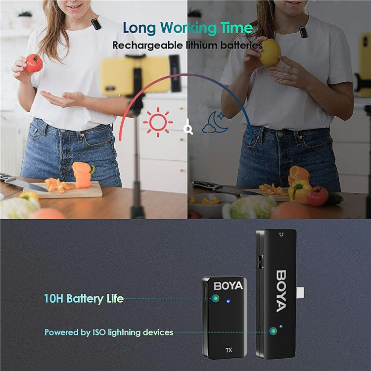 BOYA WMic5-M3 For iPhone / iPad 2.4G Wireless Microphone Lapel Clip Mic, 1 Transmitter + 1 8-Pin Receiver