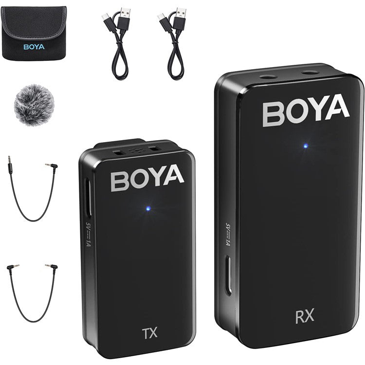 BOYA WMic5-M1 1 Transmitter + 1 Receiver, 2.4G Wireless Microphone Lapel Clip Mic for Camera Laptop