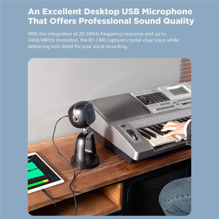 BOYA BY-CM6 USB Desktop Microphone Gain Control Cardioid Mic for PS4 / PS5 / Computer