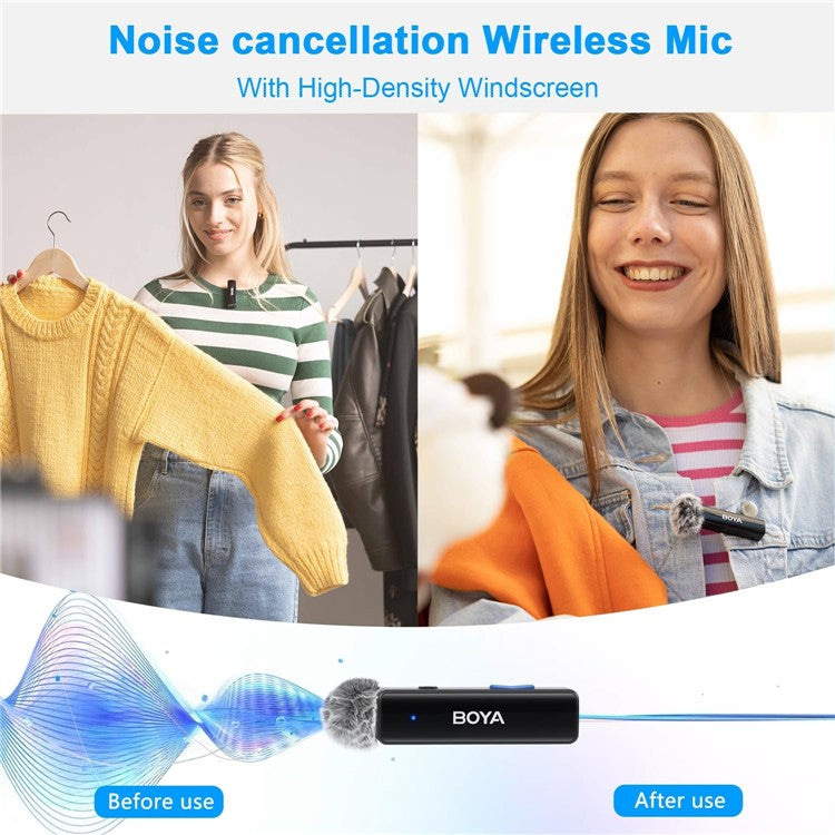 BOYA BOYALINK A1 Wireless Microphone Phone Camera Vlogging Lapel Clip Mic, 1 Transmitter + 1 Receiver