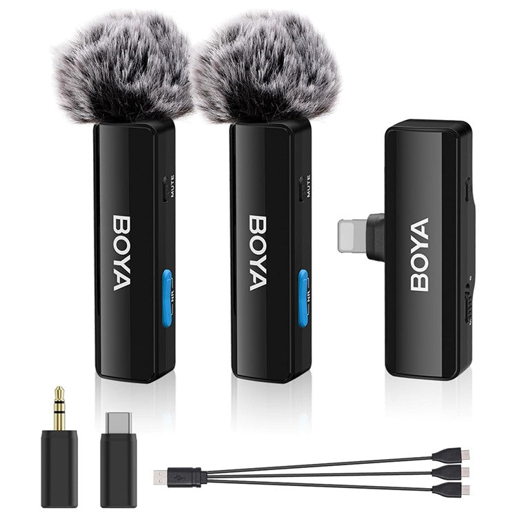 BOYA BOYALINK A2 For iPhone / Android / Camera Vlogging Wireless Lavalier Microphone (2 TX+1 RX) 100m Range