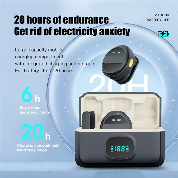 SX21 Type-C 2.4G Wireless Smart Clip-On Microphone (1 Receiver+2 Microphones+1 Charging Bin)