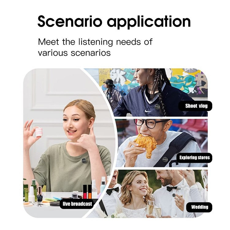 SX21 Type-C 2.4G Wireless Smart Clip-On Microphone (1 Receiver+2 Microphones+1 Charging Bin)