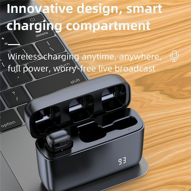 K13 2 Wireless Lavalier Microphone + 8Pin Receiver with Digital Display Charging Case